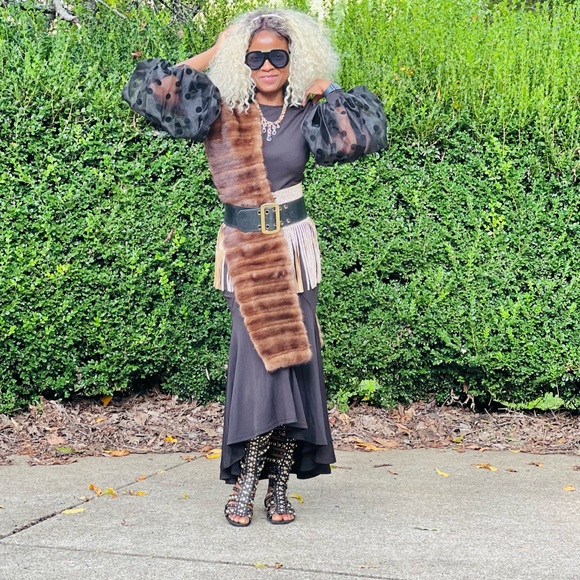 Designer Custom sable color mink fur Stole Shawl Wrap OS 7.7x 7.5